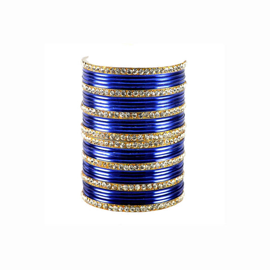 Dark Blue  Stone Brass Bangle (Pack Of 32) (sku-ban1542)