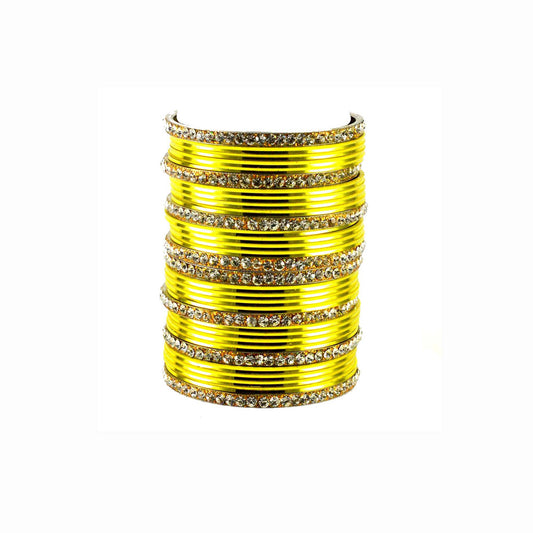 Yellow Stone Brass Bangle (Pack Of 32) (sku-ban1543)
