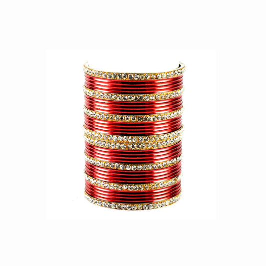 Maroon Stone Brass Bangle With Extra Large Size  (Pack Of 32) (sku-ban1544)