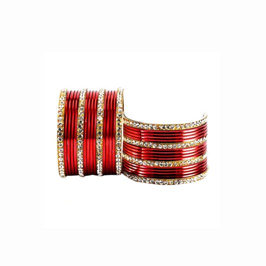 Maroon Stone Brass Bangle With Extra Large Size  (Pack Of 32) (sku-ban1544)