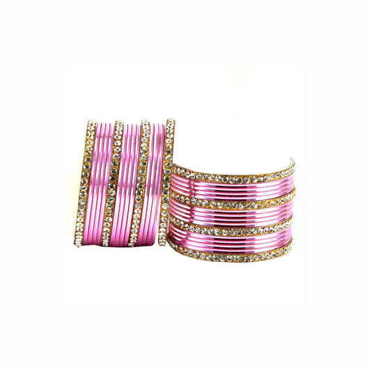 Pink Stone Brass Bangle (Pack Of 32) (sku-ban1546)