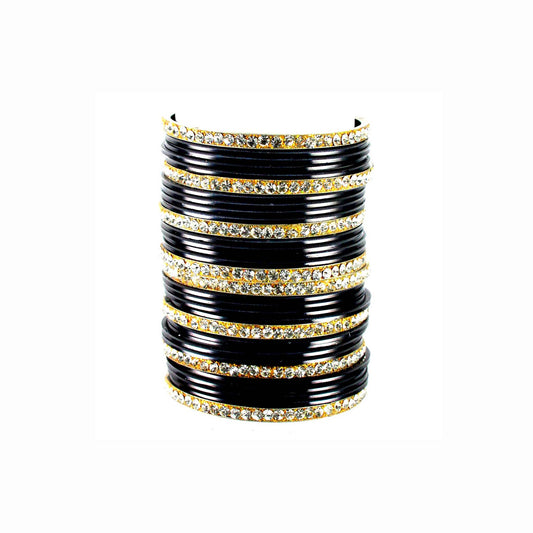 Black Stone Brass Bangle (Pack Of 32) (sku-ban1547)