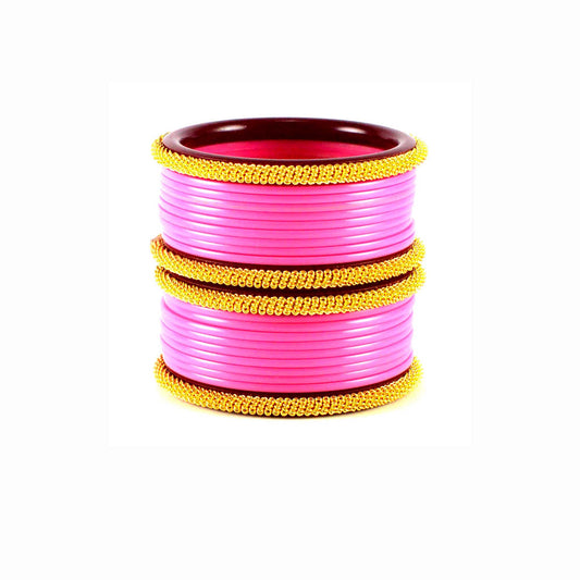 Pink Plain Acrylic Bangle With Extra Large Size  (Pack Of 22) (sku-ban1551)