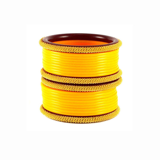 Yellow Plain Acrylic Bangle With Extra Large Size  (Pack Of 22) (sku-ban1559)