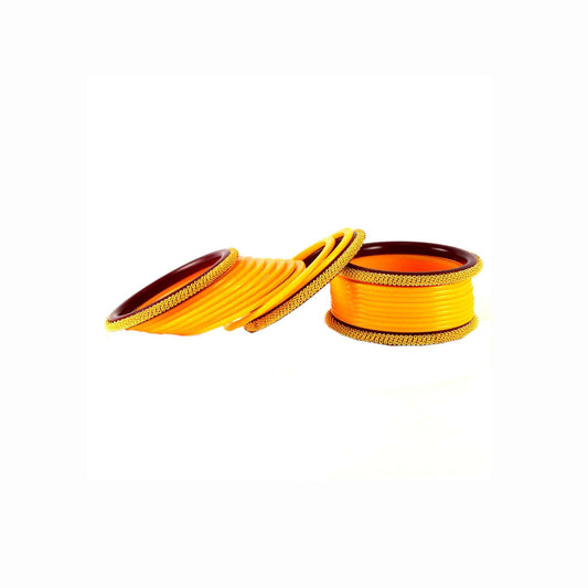 Yellow Plain Acrylic Bangle With Extra Large Size  (Pack Of 22) (sku-ban1559)