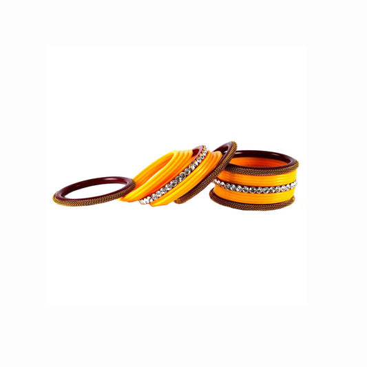 Yellow Stone Acrylic Bangle With Extra Large Size  (Pack Of 22) (sku-ban1560)