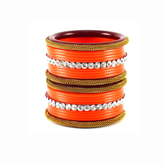 Orange Stone Acrylic Bangle With Extra Large Size  (Pack Of 22) (sku-ban1563)