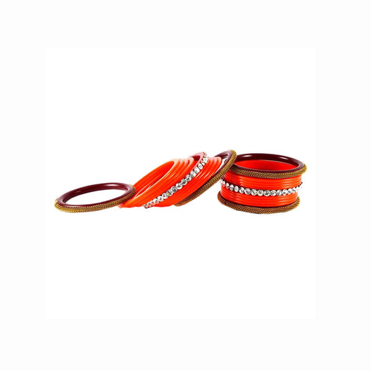 Orange Stone Acrylic Bangle With Extra Large Size  (Pack Of 22) (sku-ban1563)