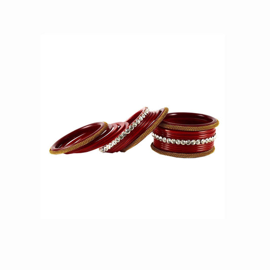 Red Stone Acrylic Bangle With Extra Large Size  (Pack Of 22) (sku-ban1564)