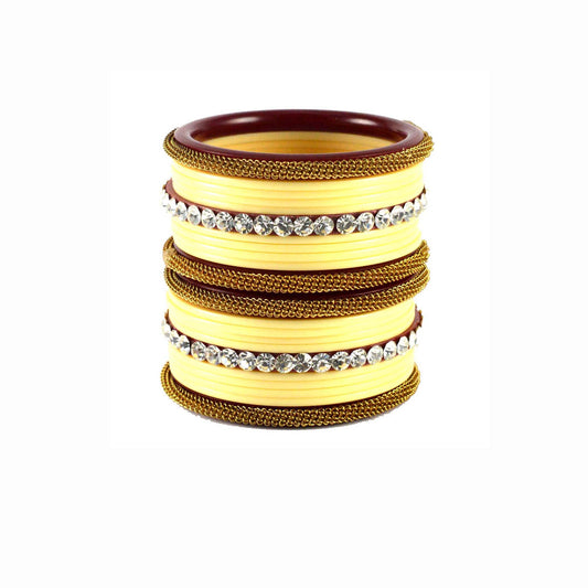 Cream Stone Acrylic Bangle With Extra Large Size  (Pack Of 22) (sku-ban1565)