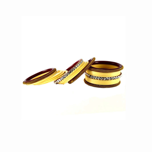 Cream Stone Acrylic Bangle With Extra Large Size  (Pack Of 22) (sku-ban1565)