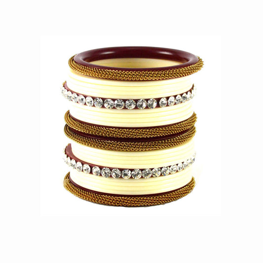 white Stone Acrylic Bangle With Extra Large Size  (Pack Of 22) (sku-ban1569)