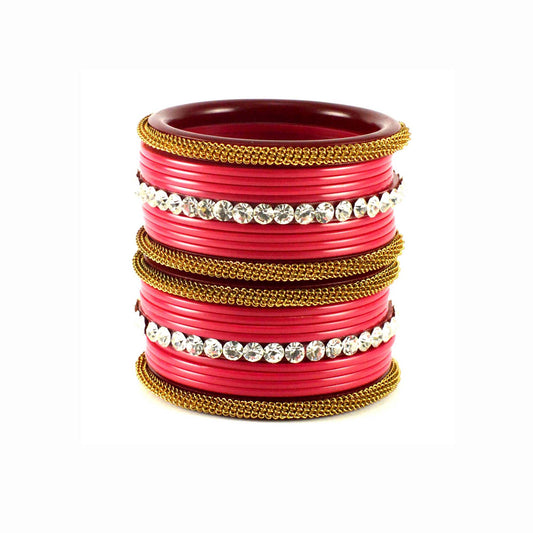 Gajari Stone Acrylic Bangle With Extra Large Size  (Pack Of 22) (sku-ban1570)