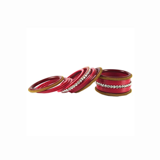 Gajari Stone Acrylic Bangle With Extra Large Size  (Pack Of 22) (sku-ban1570)
