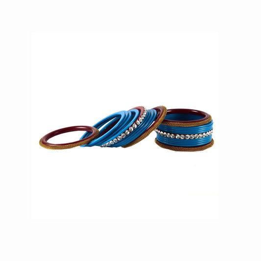 Firozi Stone Acrylic Bangle With Extra Large Size  (Pack Of 22) (sku-ban1571)