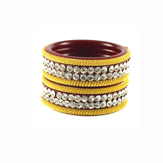 Red Stone Acrylic Bangle With Extra Large Size  (Pack Of 8) (sku-ban1575)