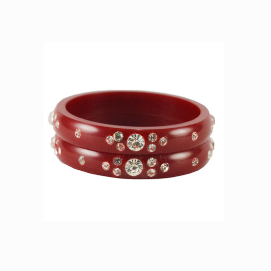 Red Stone Acrylic Bangle With Very Extra Large Size  (Pack Of 2) (sku-ban1593)