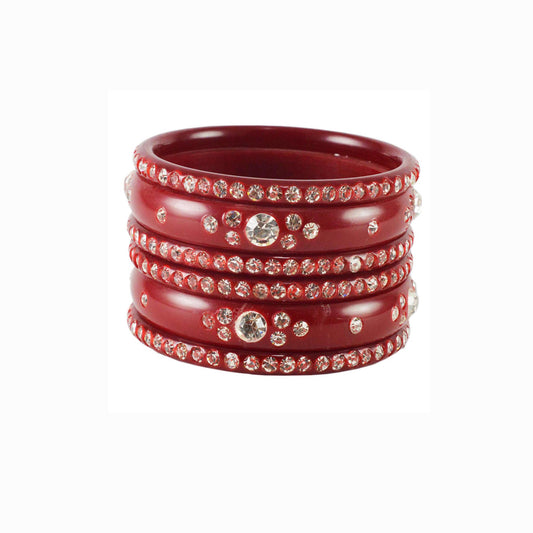 Red Stone Acrylic Bangle With Very Extra Large Size  (Pack Of 6) (sku-ban1596)