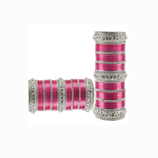 Pink Stone Brass Bangle Pack Of-98 (sku-ban1604)