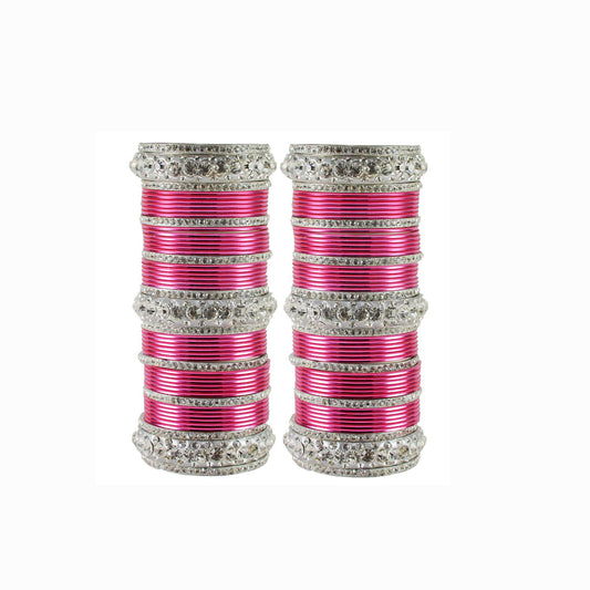 Pink Stone Brass Bangle Pack Of-98 (sku-ban1604)