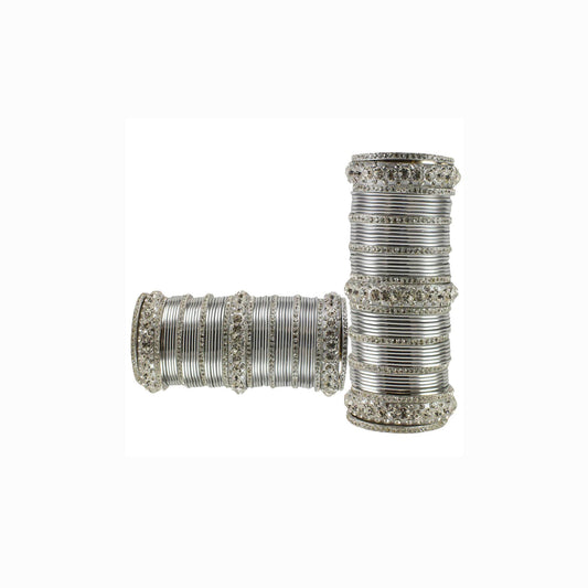 Silver Stone Brass Bangle Pack Of-98 (sku-ban1605)