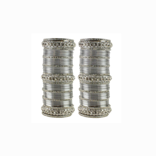 Silver Stone Brass Bangle Pack Of-98 (sku-ban1605)