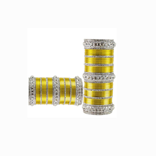 Yellow Stone Brass Bangle Pack Of-98 (sku-ban1610)