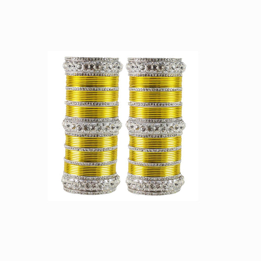 Yellow Stone Brass Bangle Pack Of-98 (sku-ban1610)