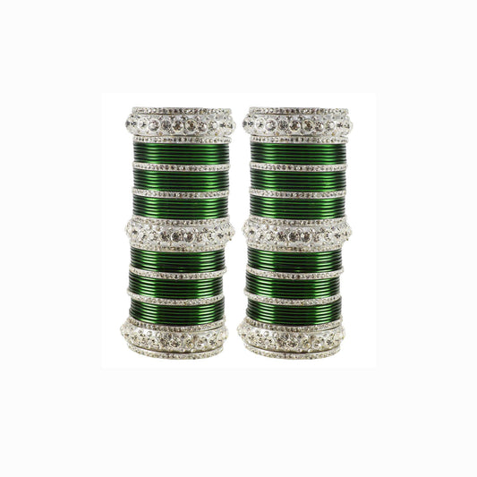Green Stone Brass Bangle Pack Of-98 (sku-ban1614)
