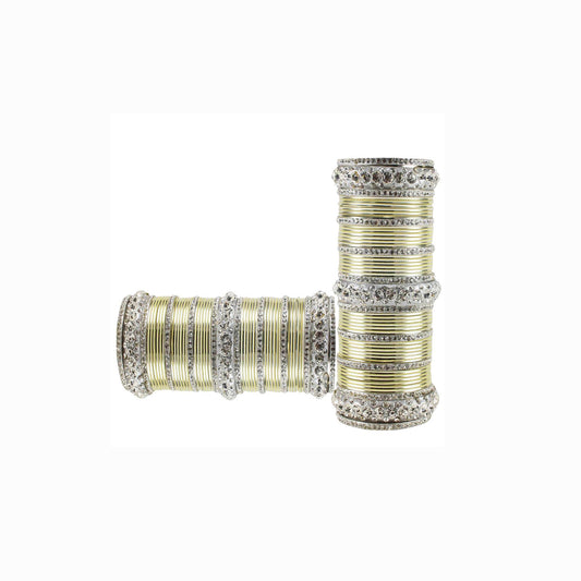 Cream Stone Brass Bangle Pack Of-98 (sku-ban1615)