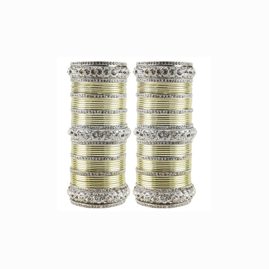 Cream Stone Brass Bangle Pack Of-98 (sku-ban1615)