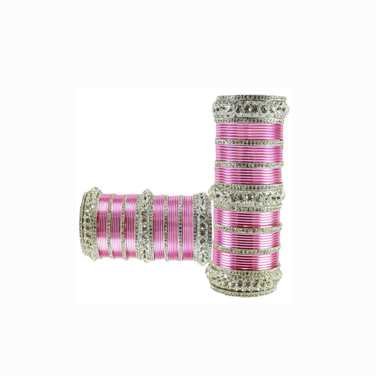 Light Pink Stone Brass Bangle Pack Of-98 (sku-ban1616)