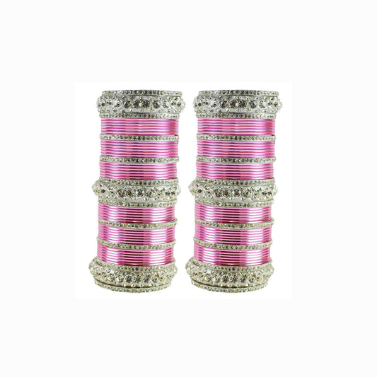 Light Pink Stone Brass Bangle Pack Of-98 (sku-ban1616)
