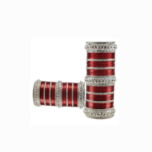 Maroon Stone Brass Bangle With Extra Large Size  (Pack Of 98) (sku-ban1624)