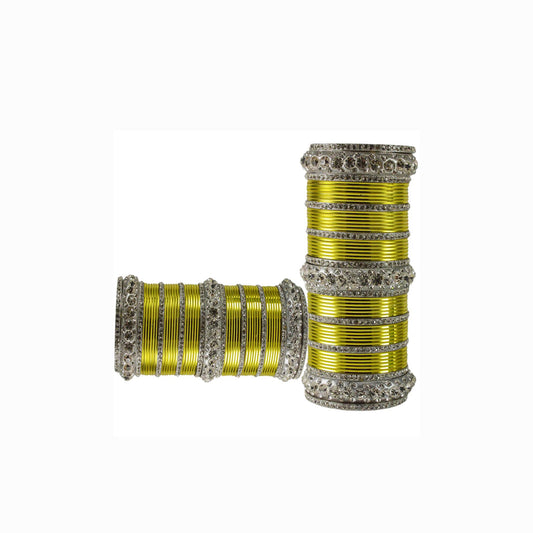 Yellow Stone Brass Bangle Pack Of-98 (sku-ban1625)