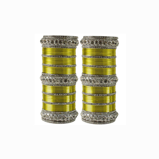 Yellow Stone Brass Bangle Pack Of-98 (sku-ban1625)