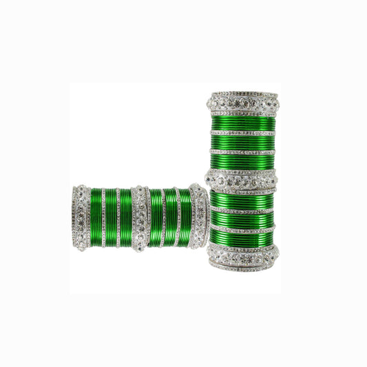 Light Green  Stone Brass Bangle Pack Of-98 (sku-ban1626)
