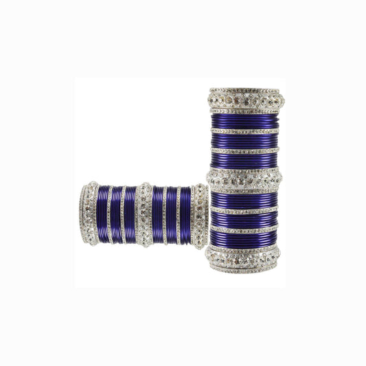 Dark Blue  Stone Brass Bangle Pack Of-98 (sku-ban1628)