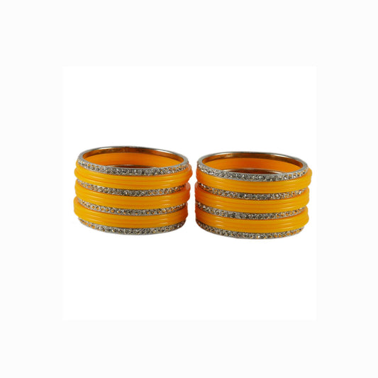 Yellow Stone Acrylic-Brass Bangle With Extra Large Size  (Pack Of 26) (sku-ban1630)