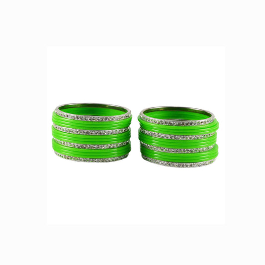 Light Green  Stone Acrylic-Brass Bangle With Extra Large Size  (Pack Of 26) (sku-ban1634)