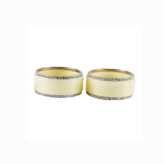 white Stone Acrylic-Brass Bangle With Extra Large Size  (Pack Of 22) (sku-ban1635)
