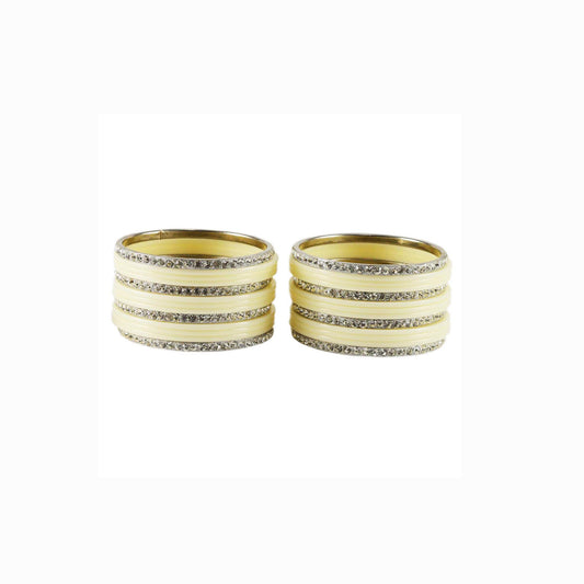 white Stone Acrylic-Brass Bangle With Extra Large Size  (Pack Of 26) (sku-ban1636)