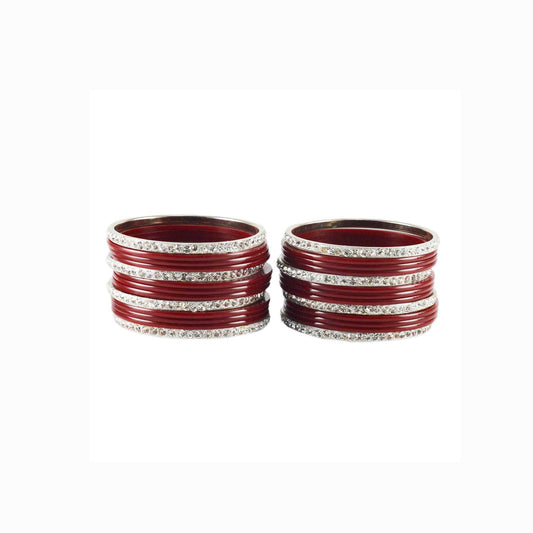 Maroon Stone Acrylic-Brass Bangle With Extra Large Size  (Pack Of 26) (sku-ban1637)