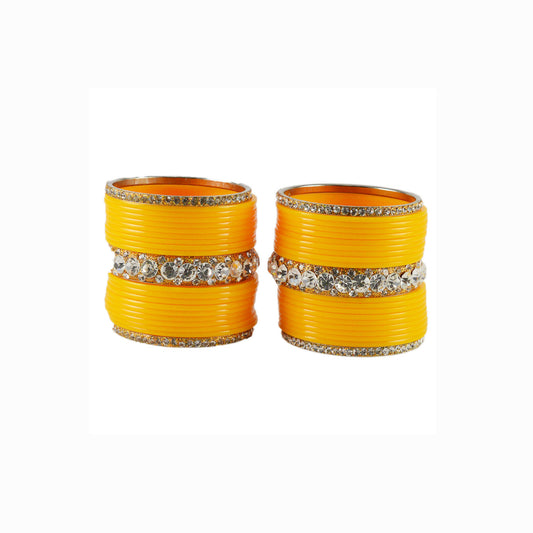 Yellow Stone Acrylic-Brass Bangle With Extra Large Size  (Pack Of 42) (sku-ban1639)