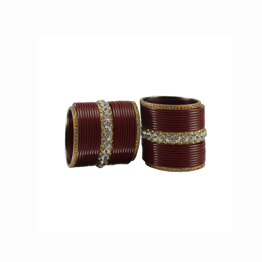 Maroon Stone Acrylic-Brass Bangle With Extra Large Size  (Pack Of 42) (sku-ban1640)