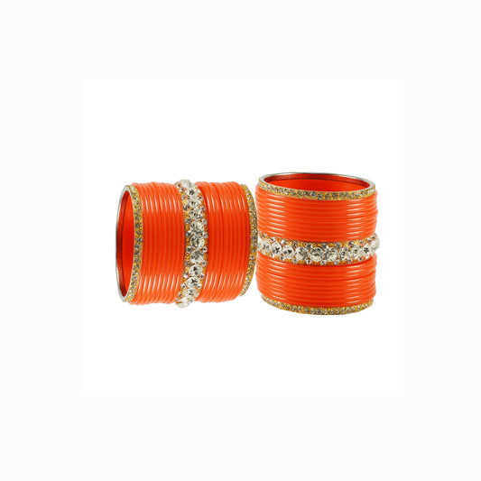 Orange Stone Acrylic-Brass Bangle With Extra Large Size  (Pack Of 42) (sku-ban1642)