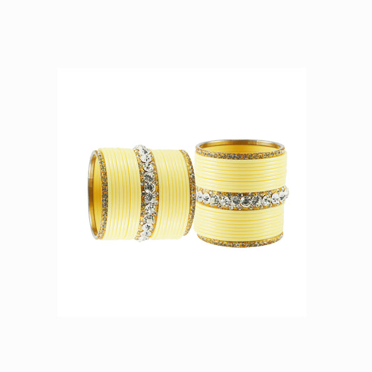 Cream Stone Acrylic-Brass Bangle With Extra Large Size  (Pack Of 42) (sku-ban1643)