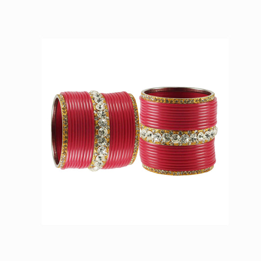 Gajari Stone Acrylic-Brass Bangle With Extra Large Size  (Pack Of 42) (sku-ban1644)