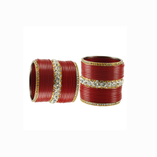 Red Stone Acrylic-Brass Bangle With Extra Large Size  (Pack Of 42) (sku-ban1646)