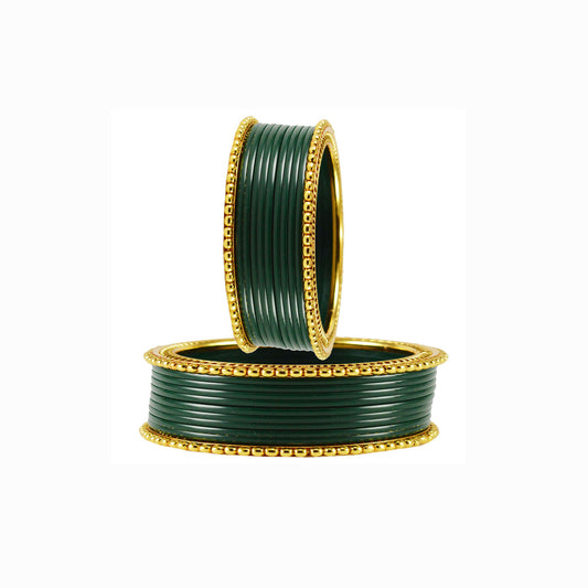 Green Plain Acrylic-Brass Bangle With Extra Large Size  (Pack Of 22) (sku-ban1647)